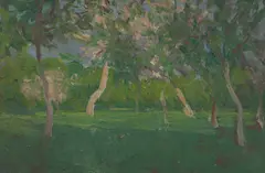Through the Trees by E. Phillips Fox, oil on panel, sold May 2021