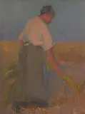 E. Phillips Fox, Gathering Hay, oil on panel
