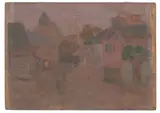 E. Phillips Fox, Buildings at Dusk II, oil on panel