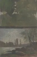 Possibly By Emanuel Phillips Fox, River Studies, oil on panel (split, two parts)