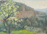 Possibly By Ethel Carrick Fox, Spring Blossom, gouache on card