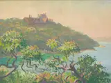 Possibly By Ethel Carrick Fox, Coastal View, gouache on card