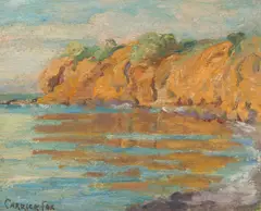Possibly Ethel Carrick Fox, Sandstone Cliffs, oil on board