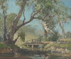 Victor Zelman, The Bridge, oil on canvas laid on board