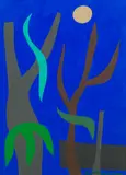 John Coburn, Night Forest, gouache on paper laid on board