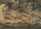 Donald Friend, Sleeper, ink and wash on paper