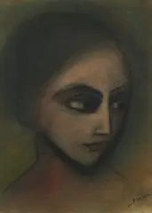 Portrait by Robert Dickerson, pastel on paper laid on board, sold Jun 2021