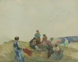 John Banks, Beach Scene with Figures, 1912, watercolour on paper