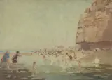 Benjamin Edwin Minns, Figures by the Beach, watercolour on paper