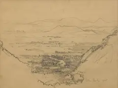 Arthur Streeton, Study of Barron Gorge and Sugar Plains, Kuranda, Queensland, 1925, pencil on paper