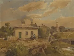 Cottage by the River by Louis Buvelot, watercolour on paper, sold Jun 2021