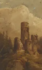 Castle Ruins by Louis Buvelot, watercolour on paper, sold Jun 2021