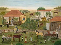 On the Farm by Roma Higgins, oil on board, sold Jun 2021