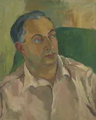 Lina Bryans, Portrait of Dr. Sam Marshall, 1950, oil on canvasboard