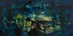 Lawrence Daws, The Bassoonists's Burial, c.1965, oil on board