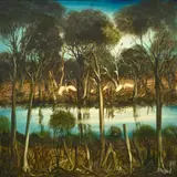 Pro Hart, Waterbirds, oil on board