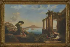 Thomas Brabazon Aylmer, Castle of Ischia, in the Bay of Naples, Mount Vesuvius Beyond, oil on canvas