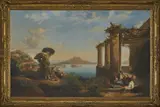 Thomas Brabazon Aylmer, Castle of Ischia, in the Bay of Naples, Mount Vesuvius Beyond, oil on canvas