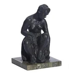 Arthur Fleischmann, Baignuese, bronze on marble plinth base