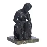 Arthur Fleischmann, Baignuese, bronze on marble plinth base