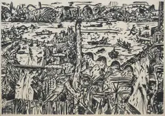 Jan Senbergs, Island Port, 1986, pastel on paper