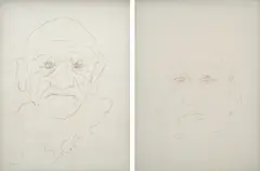 Hany Armanious, Untitled Hair Drawing #2 and #3, 2003, human hair and acrylic binder on linen