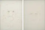 Hany Armanious, Untitled Hair Drawing #2 and #3, 2003, human hair and acrylic binder on linen