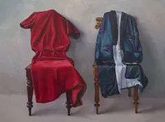 Crispin Akerman, Red Dress and Silk Robe, 2005, oil on linen