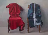 Crispin Akerman, Red Dress and Silk Robe, 2005, oil on linen