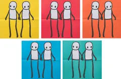 Stik, Holding Hands (Red, Yellow, Orange, Blue & Teal), 2020, offset lithograph (5)