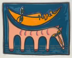 Deborah Halpern, The Dog and the Moon II, 1996, screenprint 10/65