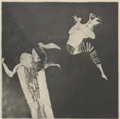 The Acrobat by George Baldessin, 1964, etching and aquatint, sold Mar 2021