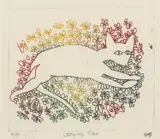 Charles Blackman, Leaping Cat, etching A/P