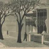 Lesbia Thorpe, Terraced Houses, Royal Parade, 1956, linocut 2/10