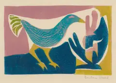 Barbara Brash, (Bird and Plant), 1953, linocut