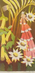 Florence Higgs, Australian Wildflowers, c.1954, linocut