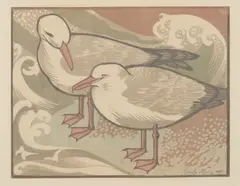 Florence Higgs, Seagulls, 1953, linocut