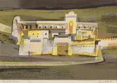 Kenneth Jack, Walled Town, linocut 7/35