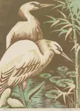 Florence Higgs, Herons, 1953, linocut