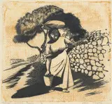 Lesbia Thorpe, Peasant Woman, Malta, c.1955, linocut 10/10
