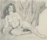 Reclining Nude by Norman Lindsay, charcoal on paper, sold Mar 2021
