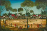 Pro Hart, Football Game, oil on board
