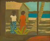 The Friends by Ray Crooke, oil on canvasboard, sold Mar 2021