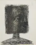 Kelly Head by Sidney Nolan, crayon rubbing and mixed media on paper, sold Mar 2021
