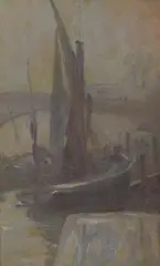 Tom Roberts, Boats on the Thames Near Putney, c.1905, oil on wood panel