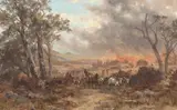 James Waltham Curtis, Bushfire Scene, 1894, oil on board