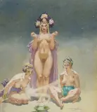 Norman Lindsay, Spirit of the Lamp, watercolour on paper