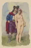Norman Lindsay, Nude and Pirate, 1929, watercolour on paper