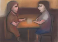Break Time by Robert Dickerson, pastel and charcoal on paper, sold Mar 2021