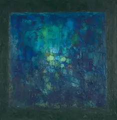 Lee Aguinaldo, Painting in Green No. 2, 1963, mixed media on canvas laid on board